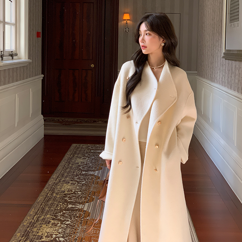 2025秋冬季新款爆款千金风毛呢外套韩系高级感中长款双面呢子大衣