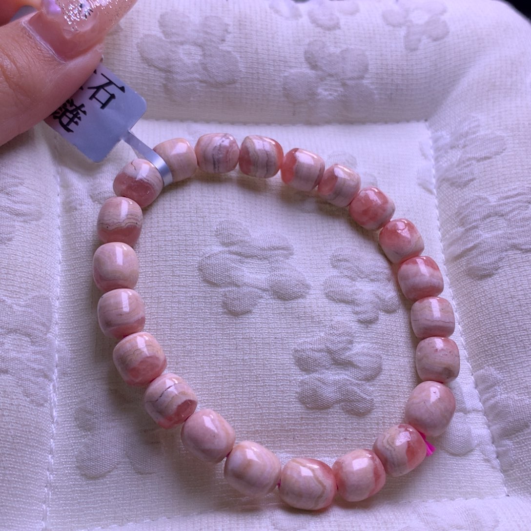 手链未镶嵌水晶红纹石桶珠7+