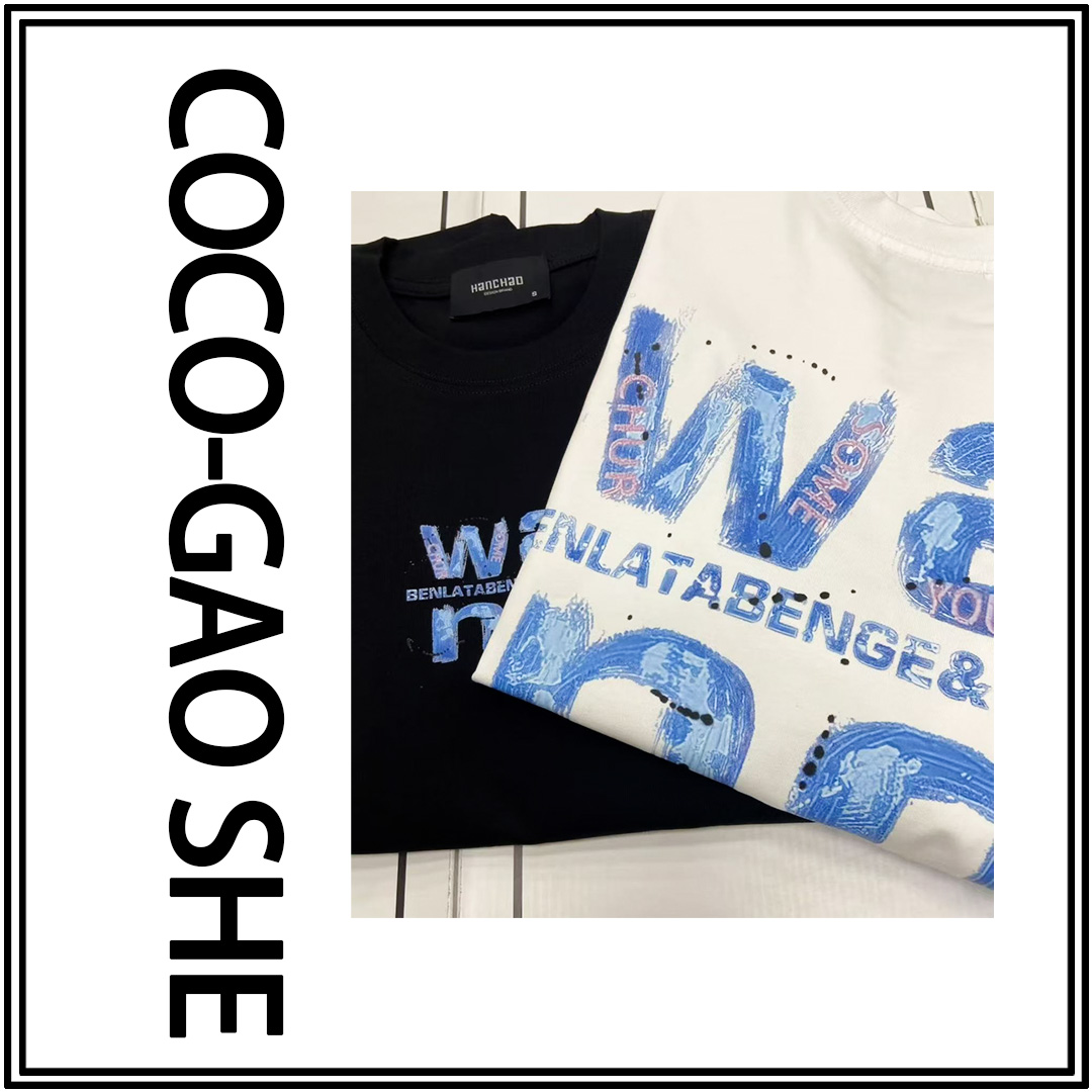 【11号链接-手绘老王家彩标】重磅潮牌春夏宽松圆领休闲短袖1011