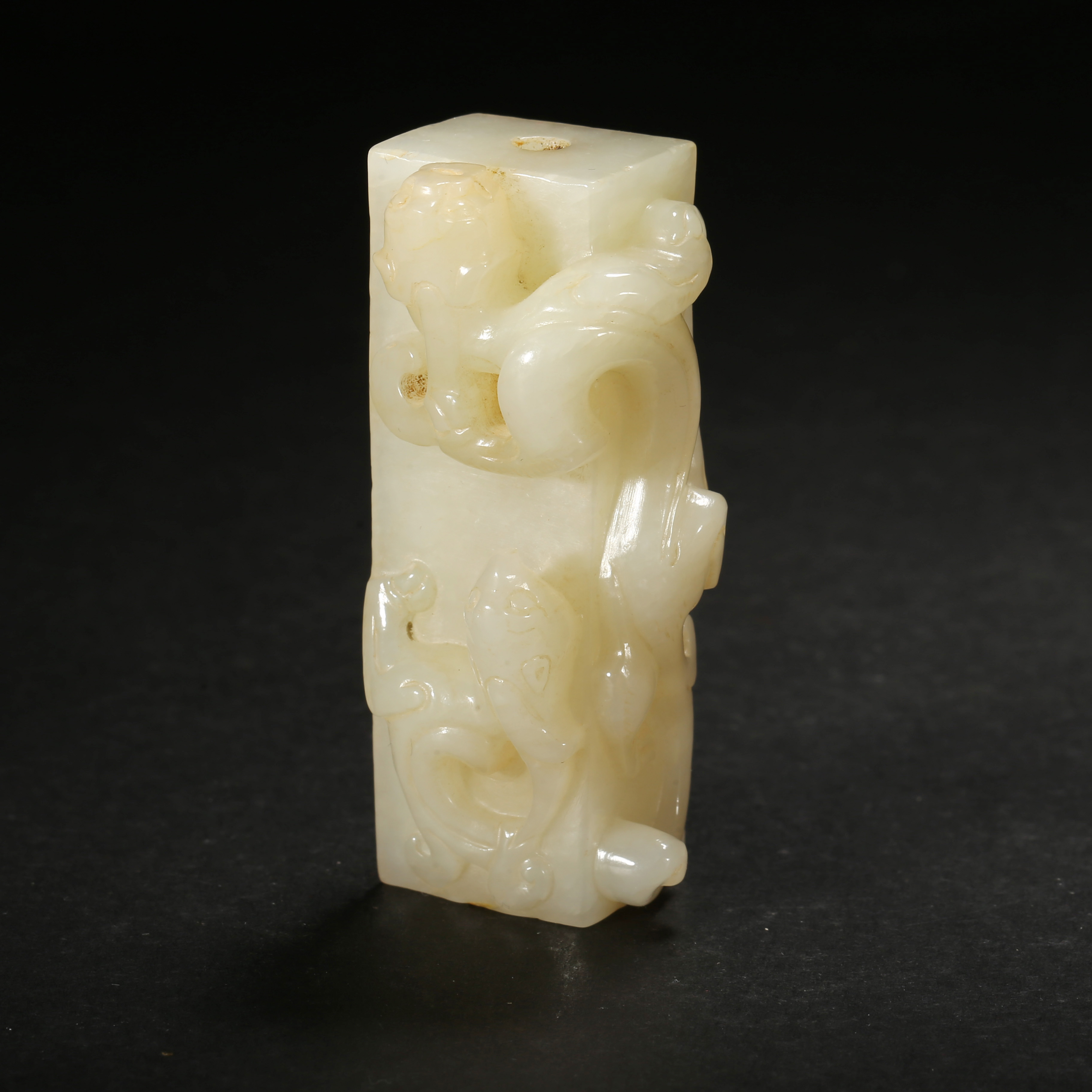 明代*高浮雕龙凤纹玉勒/01JYX0555/和田玉【北京文博】