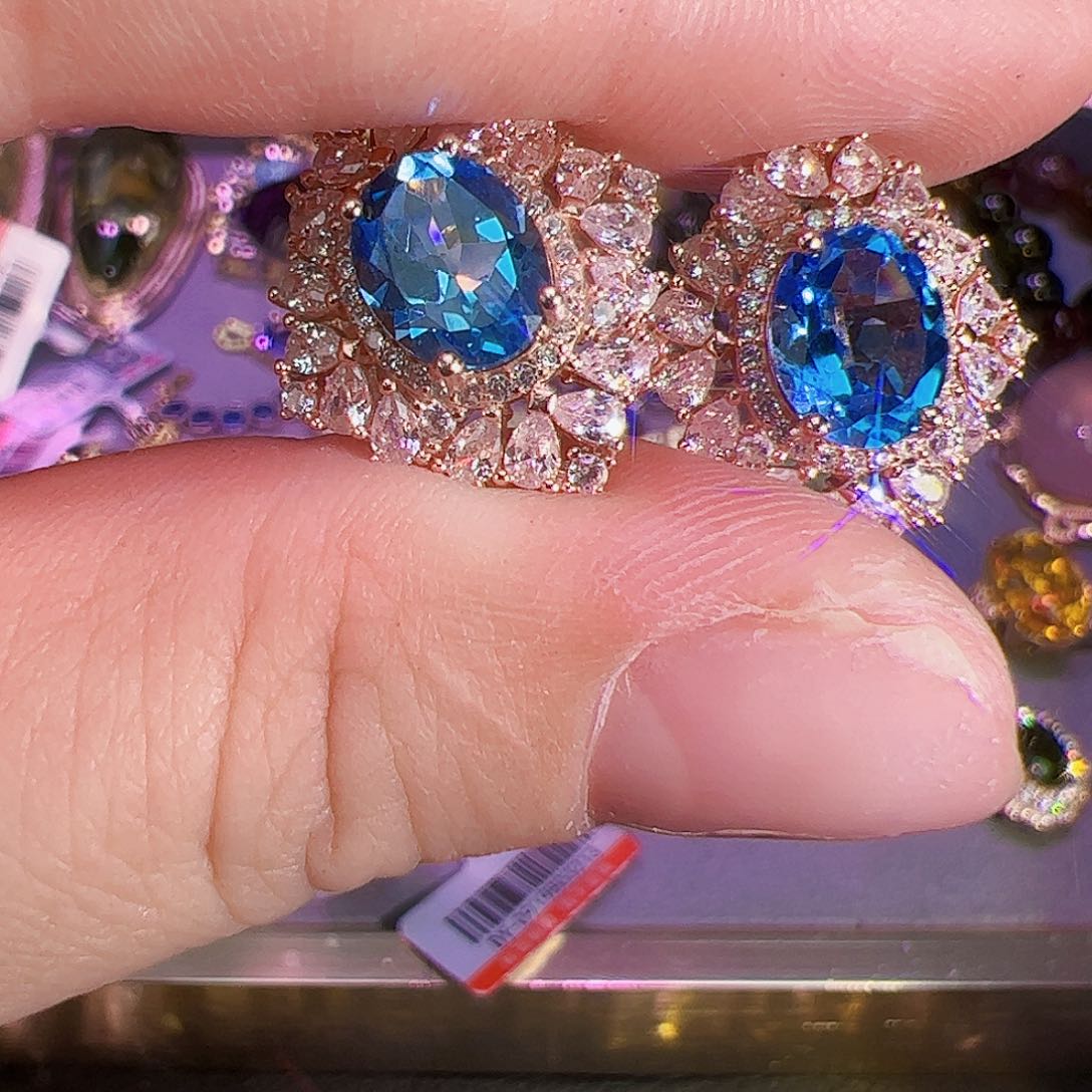 托帕石耳钉银S925镶嵌