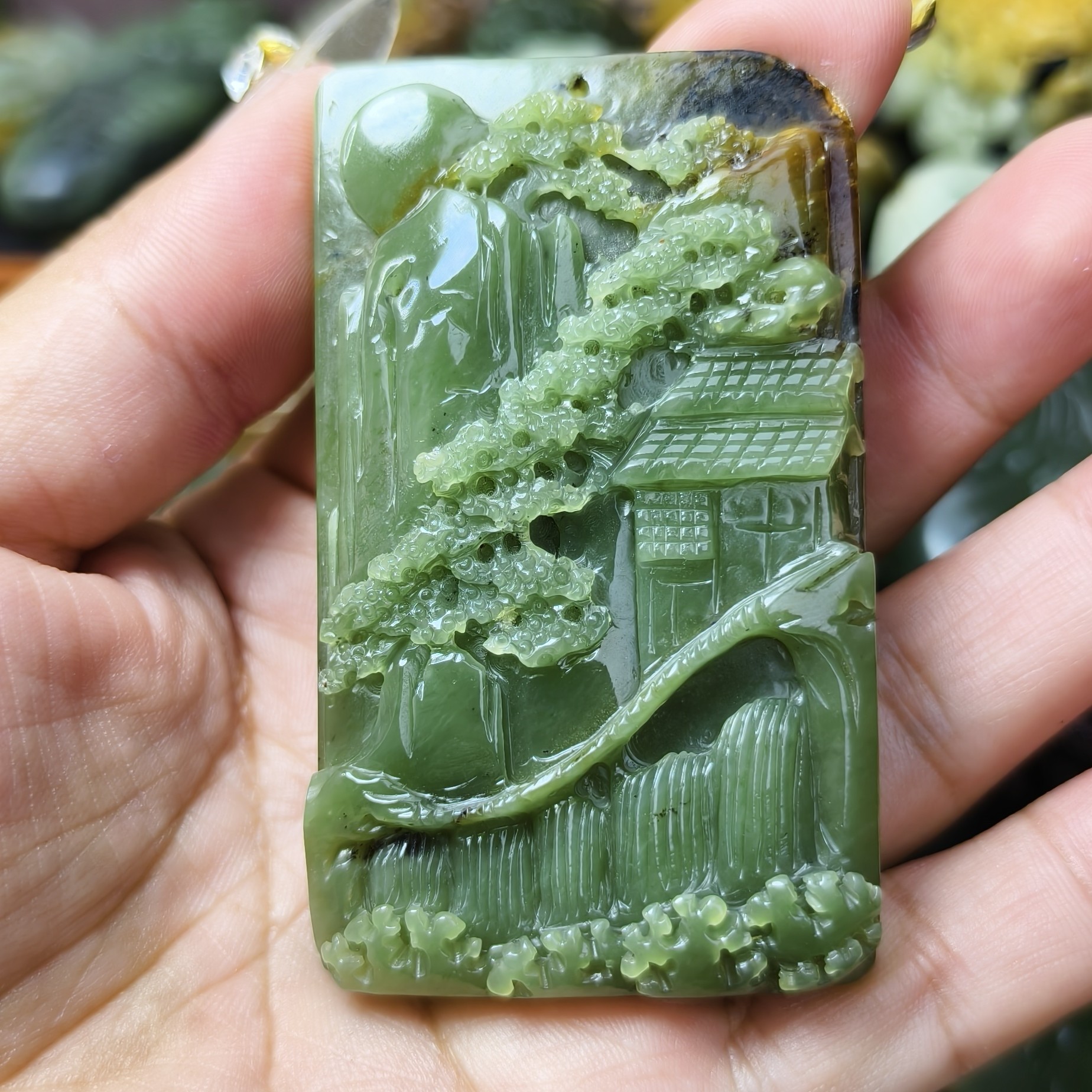 析木河磨玉山水挂件