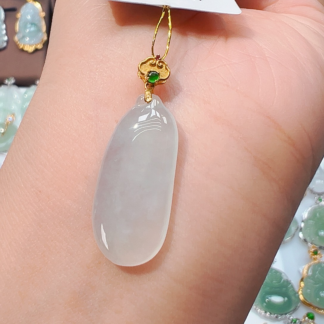 翡翠18K金镶嵌吊坠(不含链)福瓜