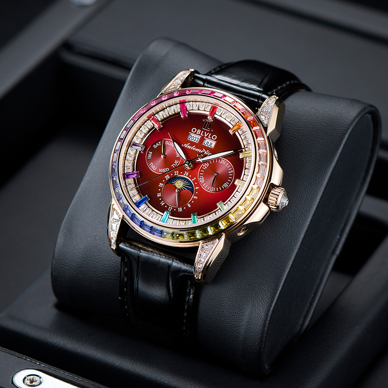 手表新品天文台全自动机械商务轻奢满钻多功能腕表