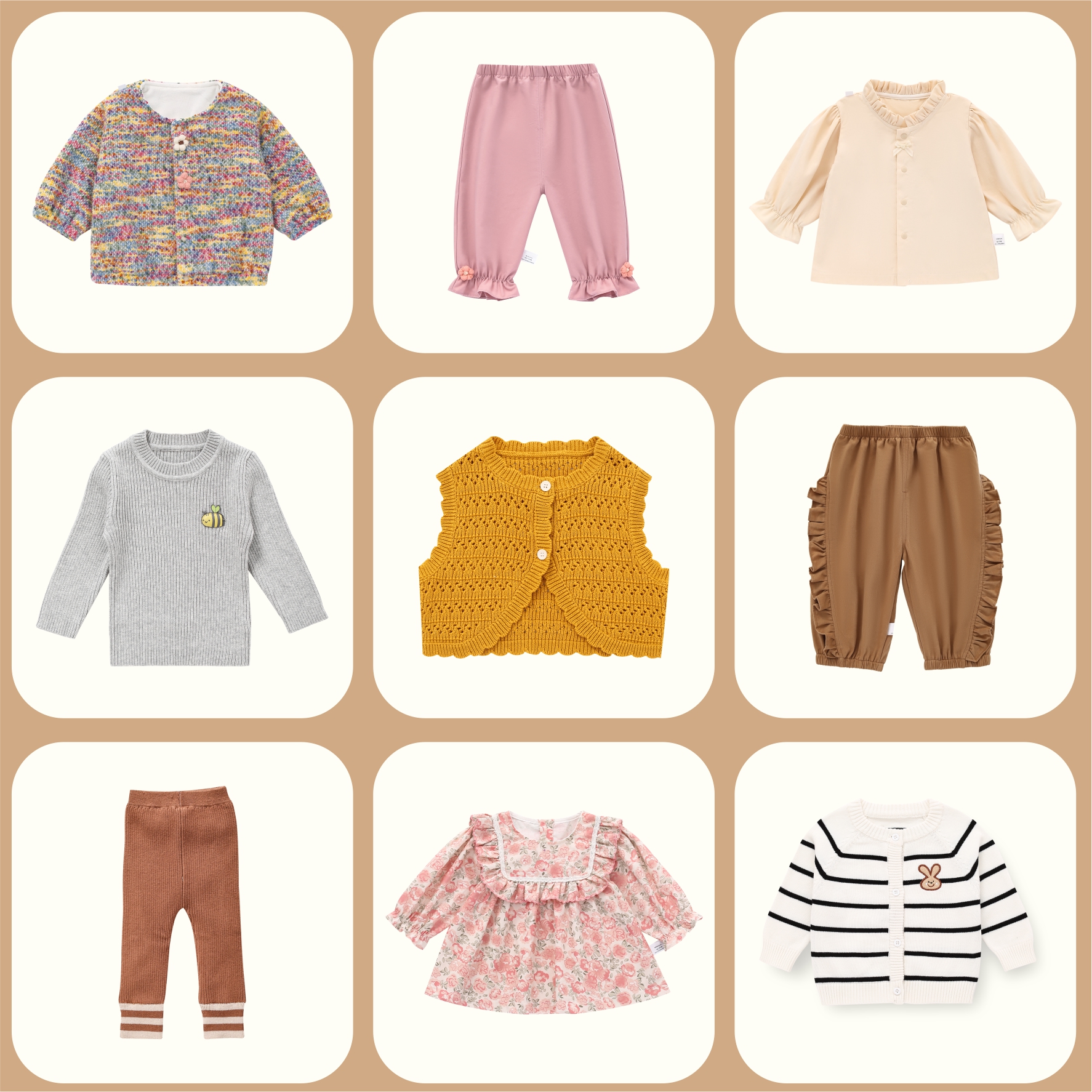 【430】甄选女宝宝秋冬款可爱甜美萌娃穿搭上衣裤子套装外套大合