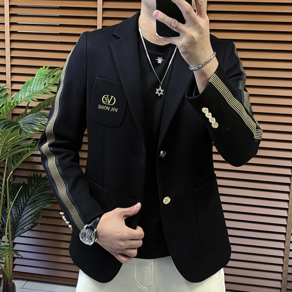 修身秋冬字母西服上装时尚冬季商务韩版英伦西装