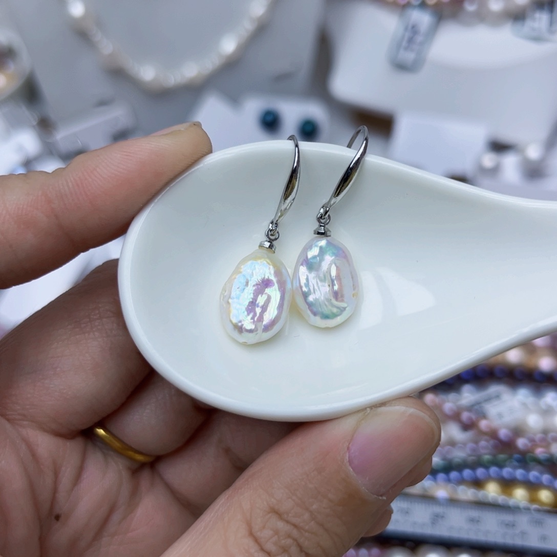 淡水珍珠耳饰银S925镶嵌