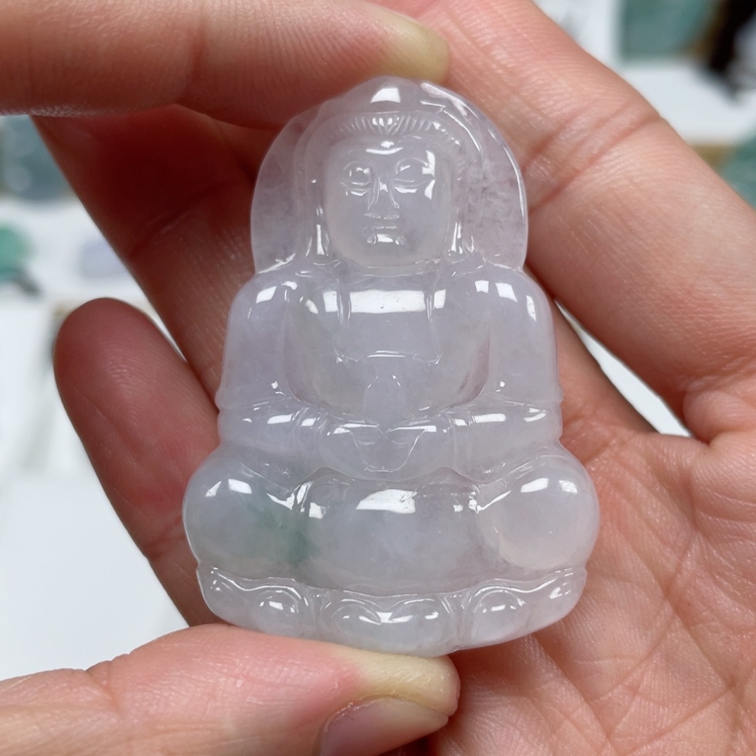 翡翠颈饰未镶嵌牛****牛天然翡翠A货观音116号