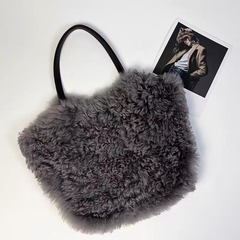 高端芭莎羊皮毛一体羊皮包包时尚休闲百搭时髦女士简约手提包包