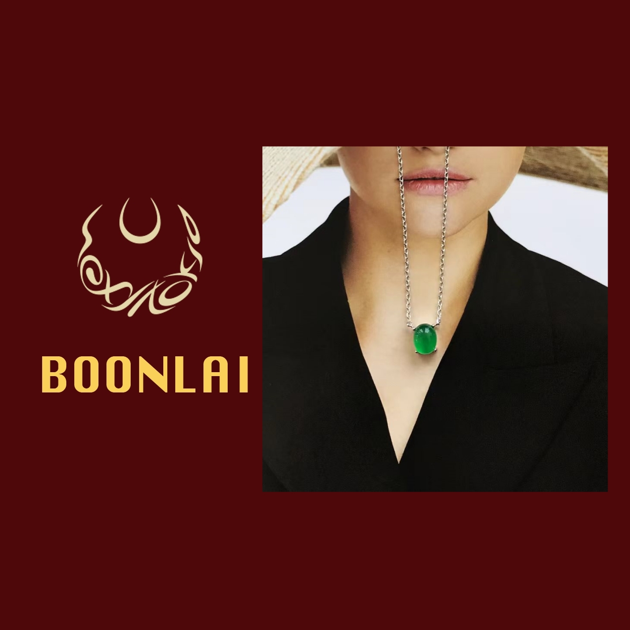 铜合金项链 【满七免一】Boonlai 国风新中式绿色精致椭圆项链452