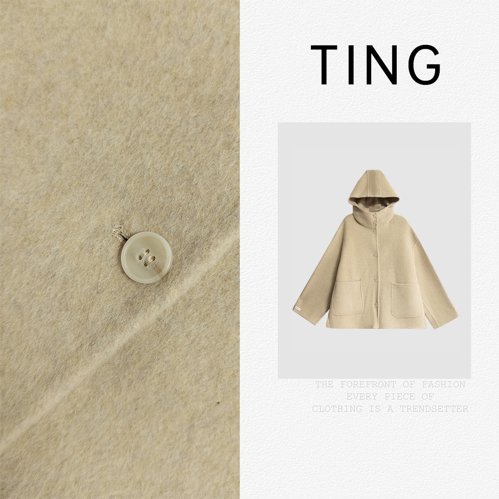 【氛围感】韩版新款百搭慵懒风连帽绵羊毛外套  67800