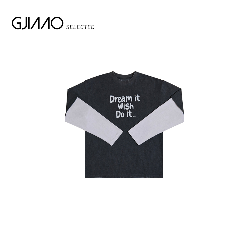 252671 灰色拼袖字母T恤