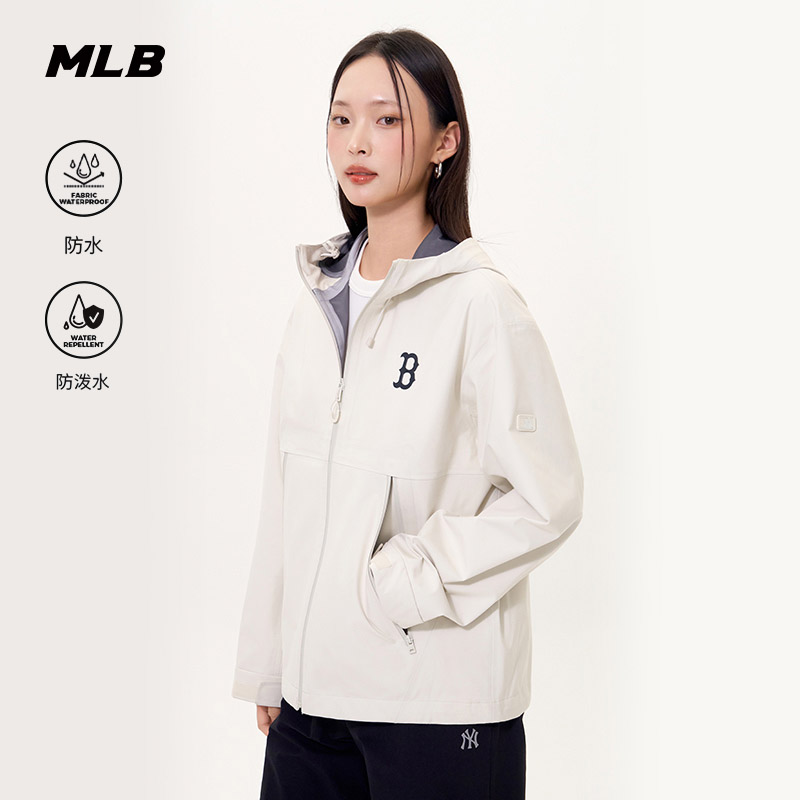 MLB官方 流光风纯色冲锋衣防水防泼水夹克外套25秋季新款WJB07