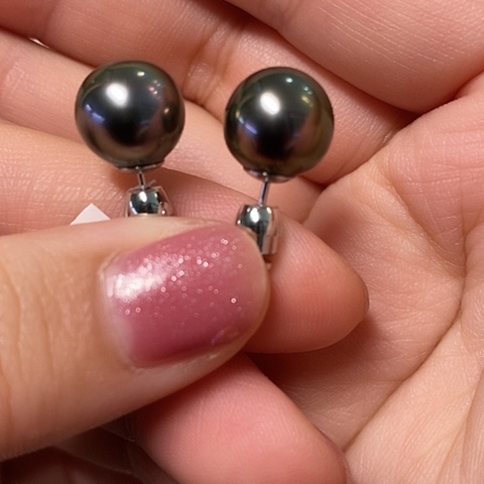 海水珍珠耳饰银S925镶嵌10.5