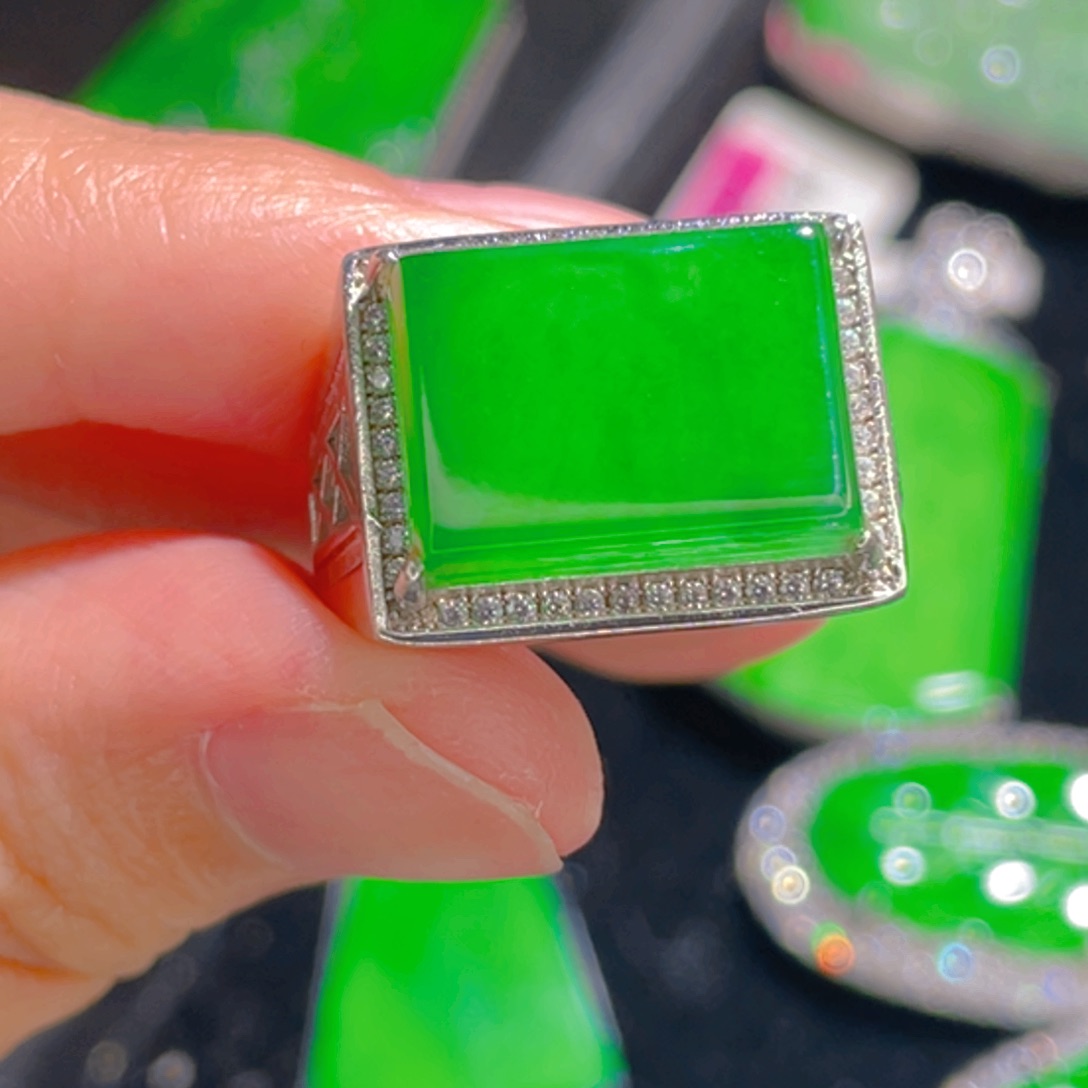 翡翠戒指银S925镶嵌111111111111111