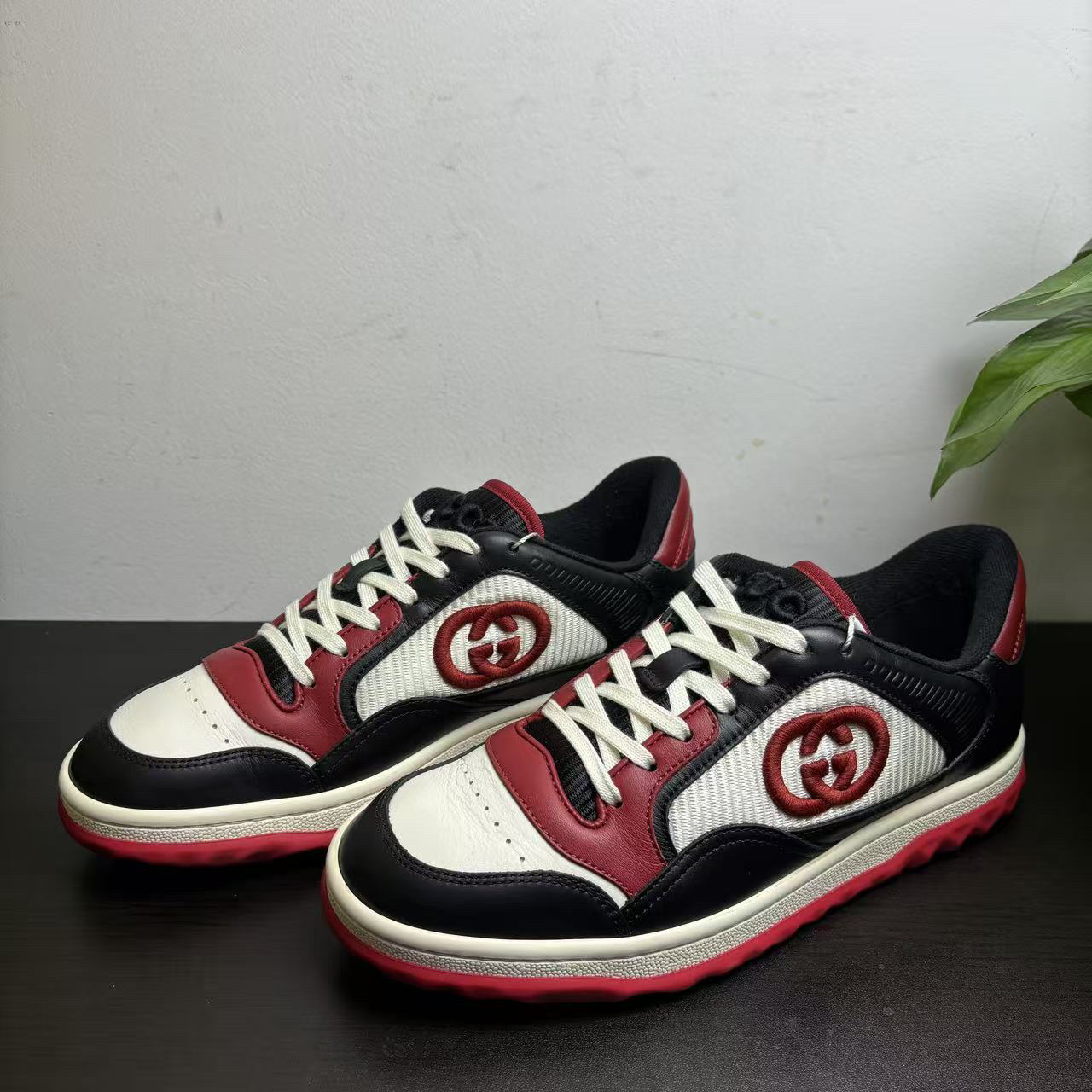 95新 GUCCI/古驰 37欧码撞色双G刺绣MAC80休闲古驰板鞋