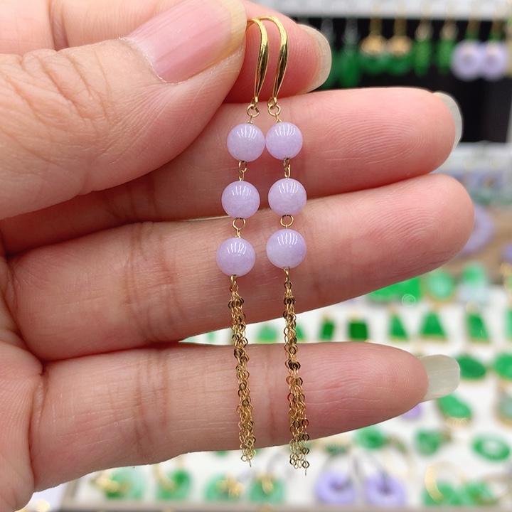 翡翠18K金镶嵌耳饰