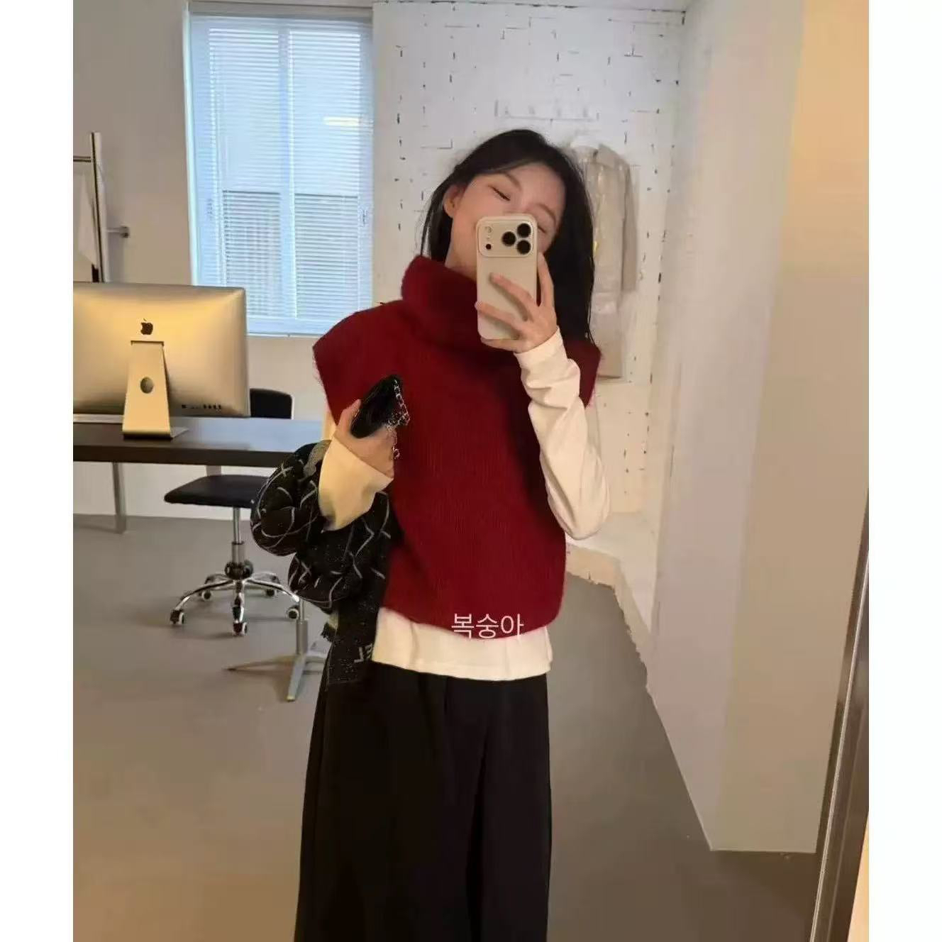 26年早春圣诞新年主题高领百搭纯色针织马甲