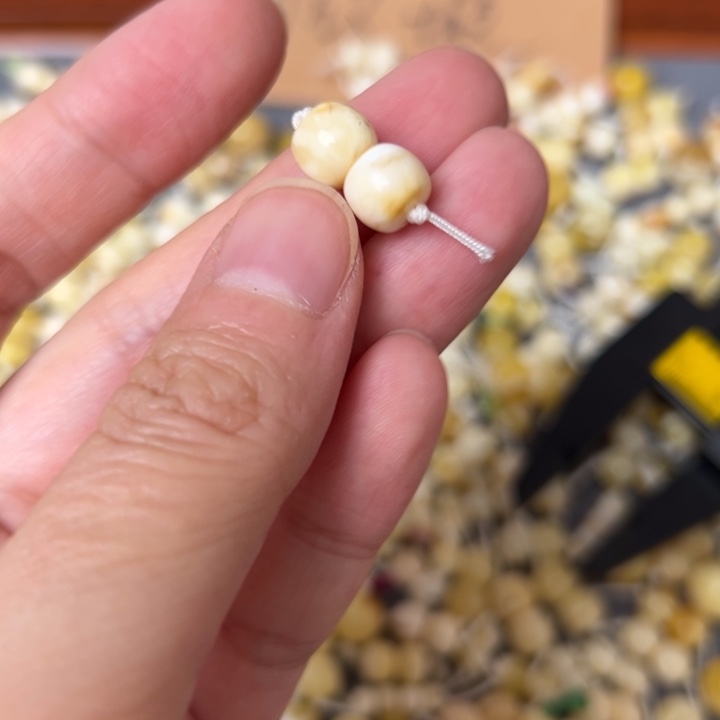 蜜蜡未镶嵌裸石7.9mm一对