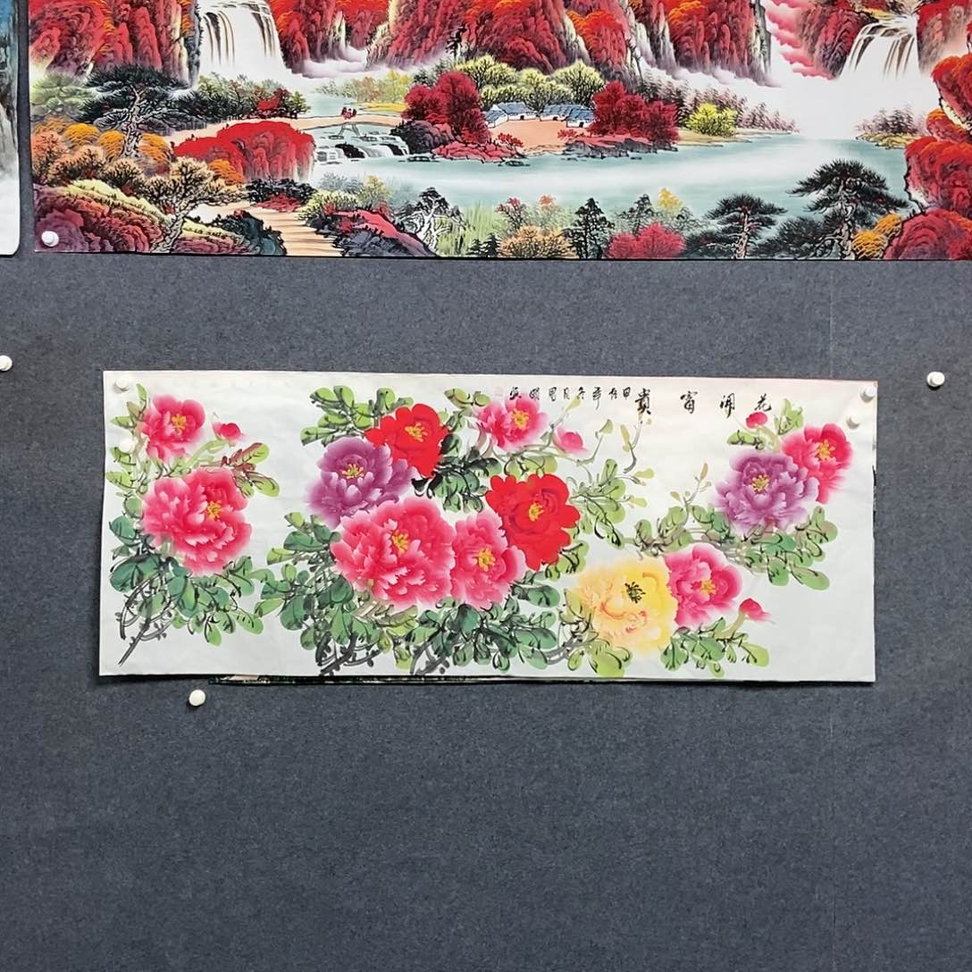 国画小六尺花鸟一副