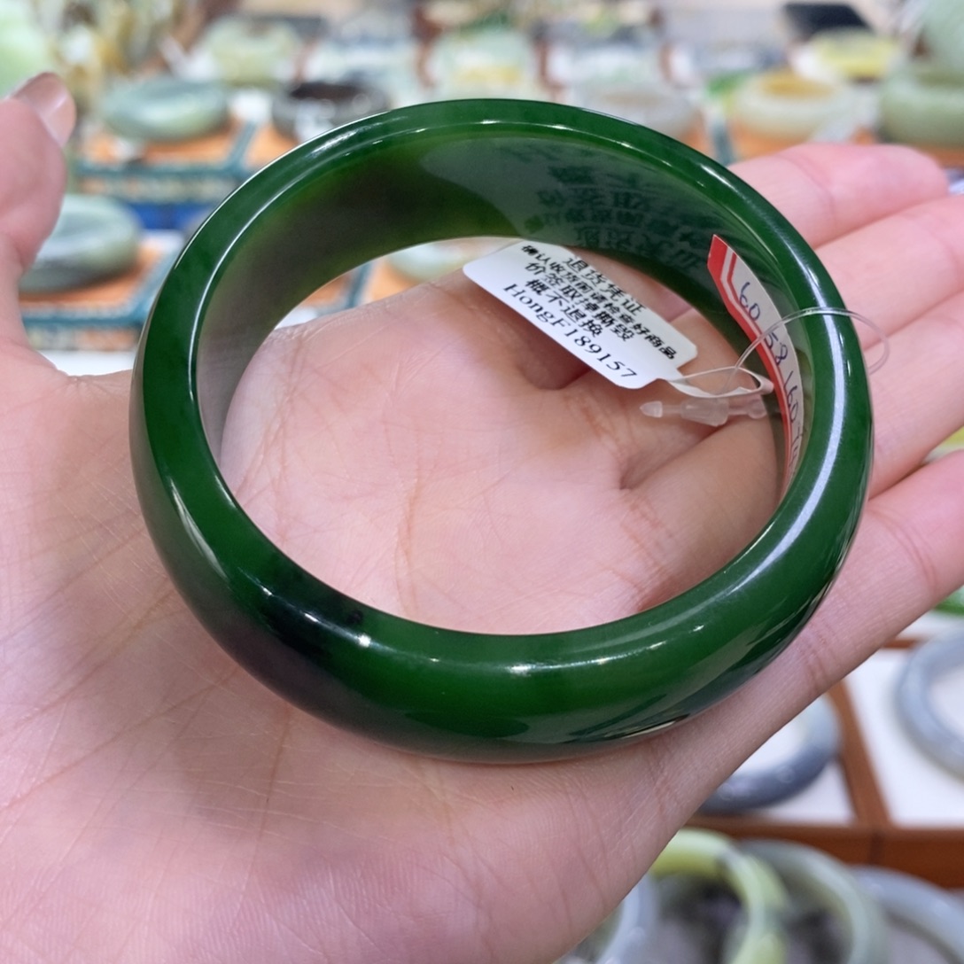和田玉未镶嵌手镯俄七红皮碧玉轮胎58/59