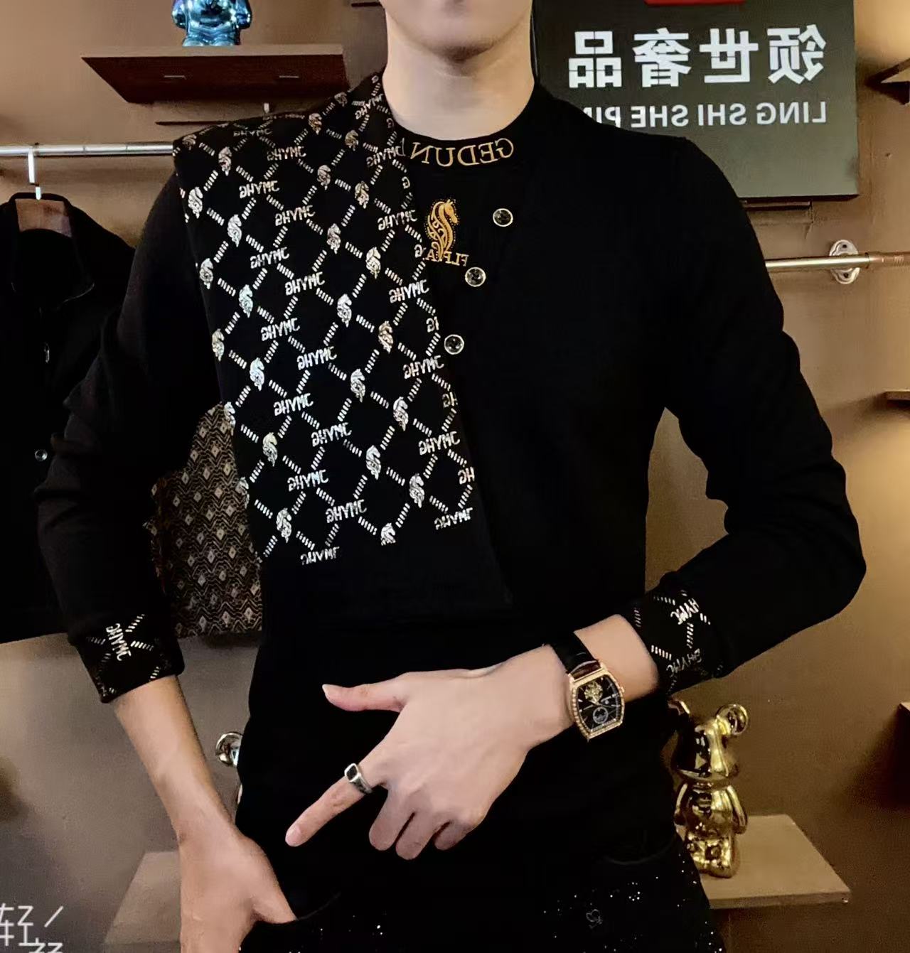 《英伦绅士》冬季加绒新款修身高端帅气时尚加厚卫衣休闲百搭简约