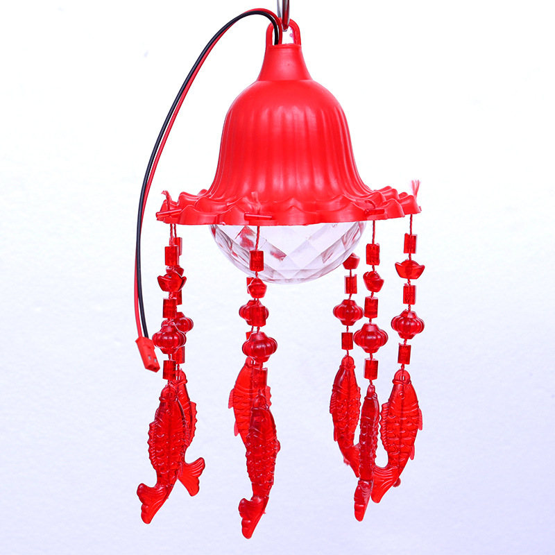 新年灯笼LED走马灯旋转七彩灯户外防雨灯笼七彩魔球灯笼配件走马