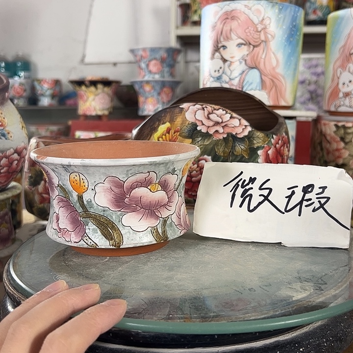 满38包邮景德镇手绘花盆