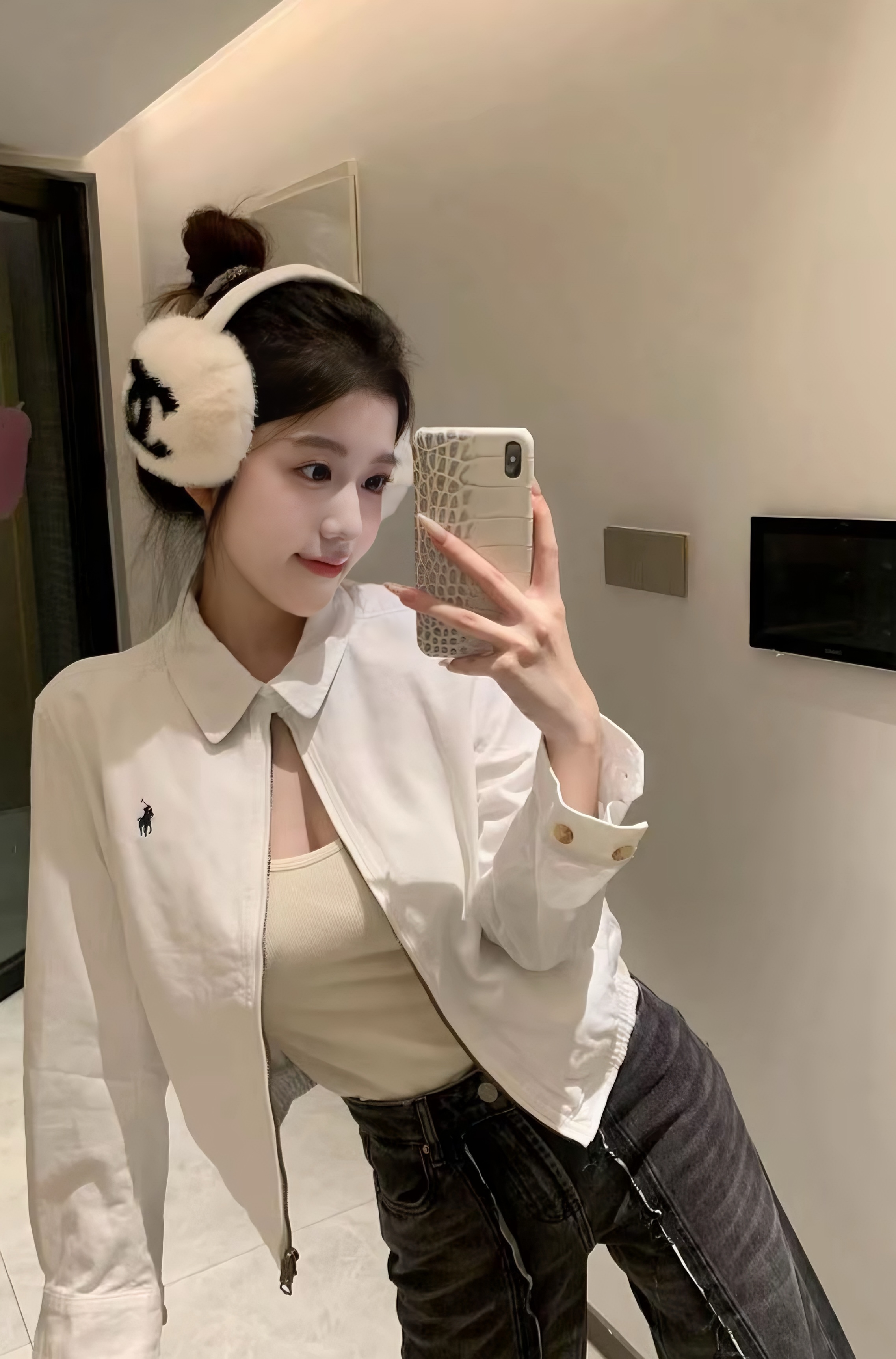 毒家版本代购版马标刺绣款正确版牛角扣带字母可验哈灵顿夹克女款