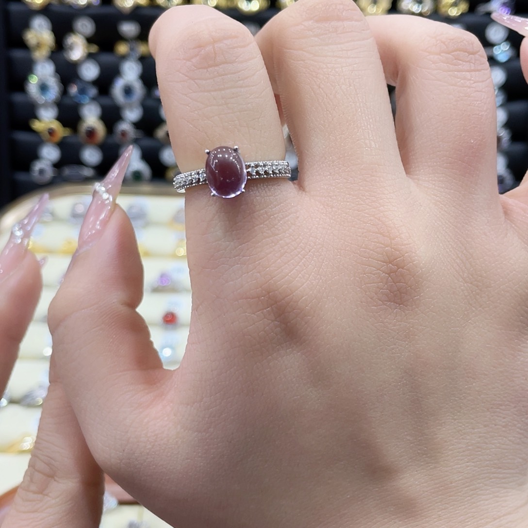 紫晶戒指银S925镶嵌戒指