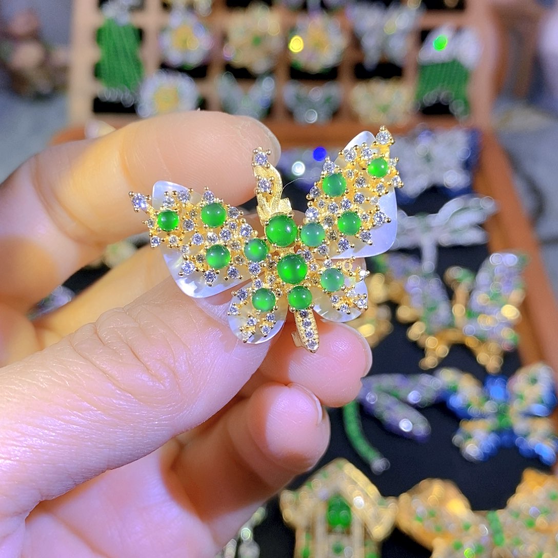 吊坠(不含链)银S925镶嵌翡翠