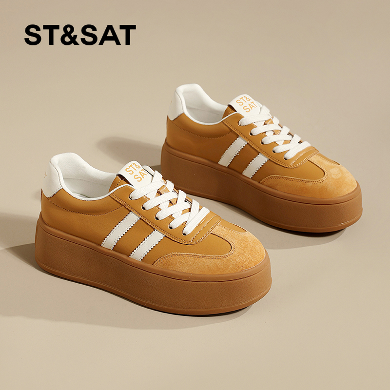 星期六厚底德训鞋2025新款春季复古女款小众增高鞋子爆款百搭板鞋