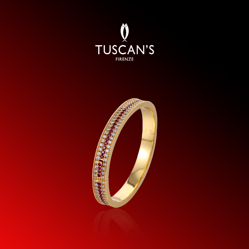 TUSCAN'S 铜合金合成锆石手镯 气质镀金女士手环精致手饰时代双鱼