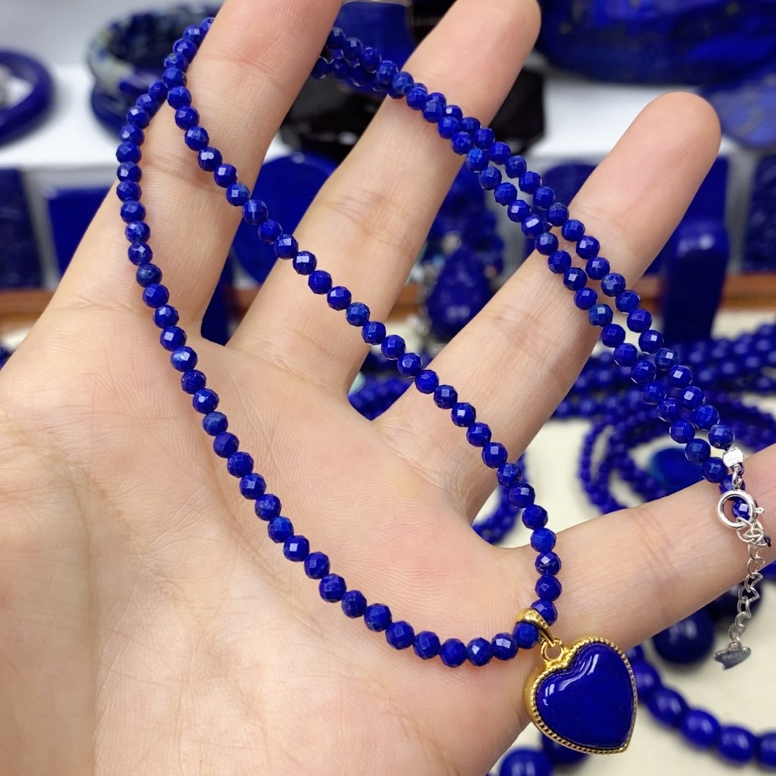 青金石颈饰银S925镀金镶嵌