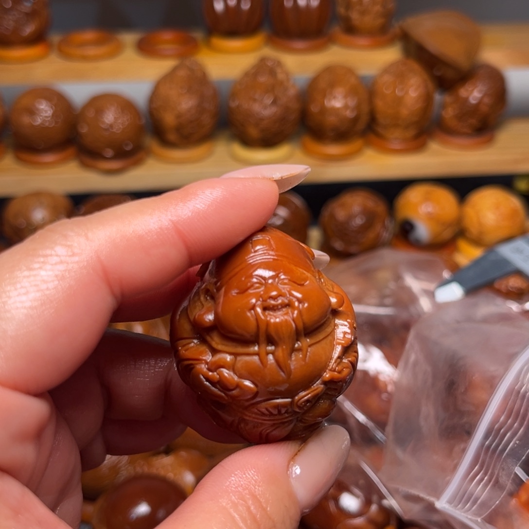 *****把件橄榄核单颗财神3.5