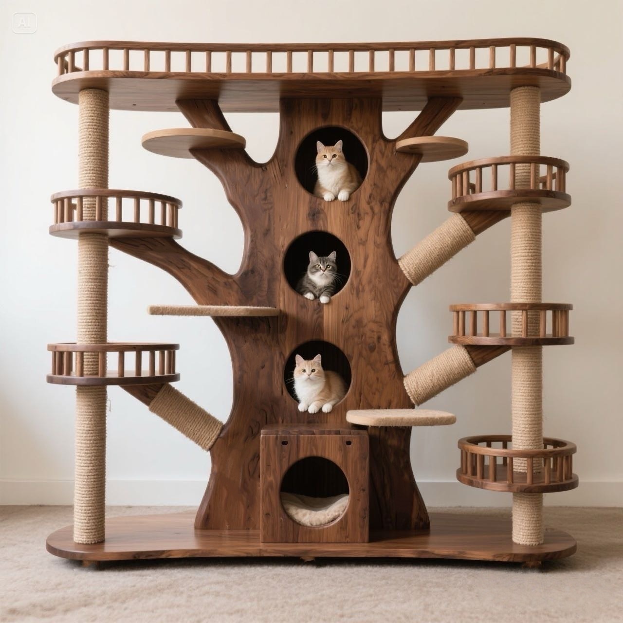 大型实木树型猫爬架猫树一体四季通用猫窝玩具猫咪超大通天树睡窝