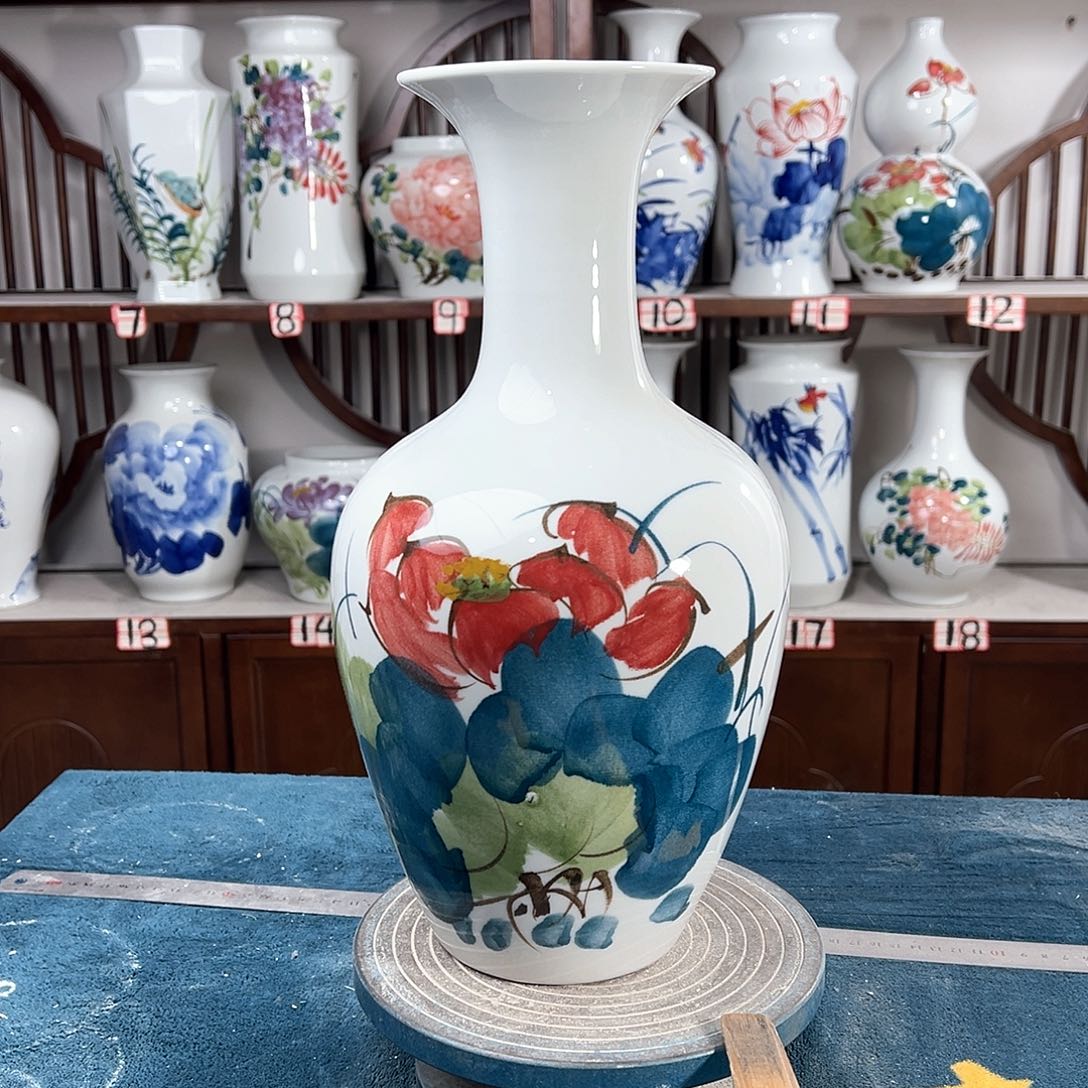 摆件景德镇陶瓷棒荷花花