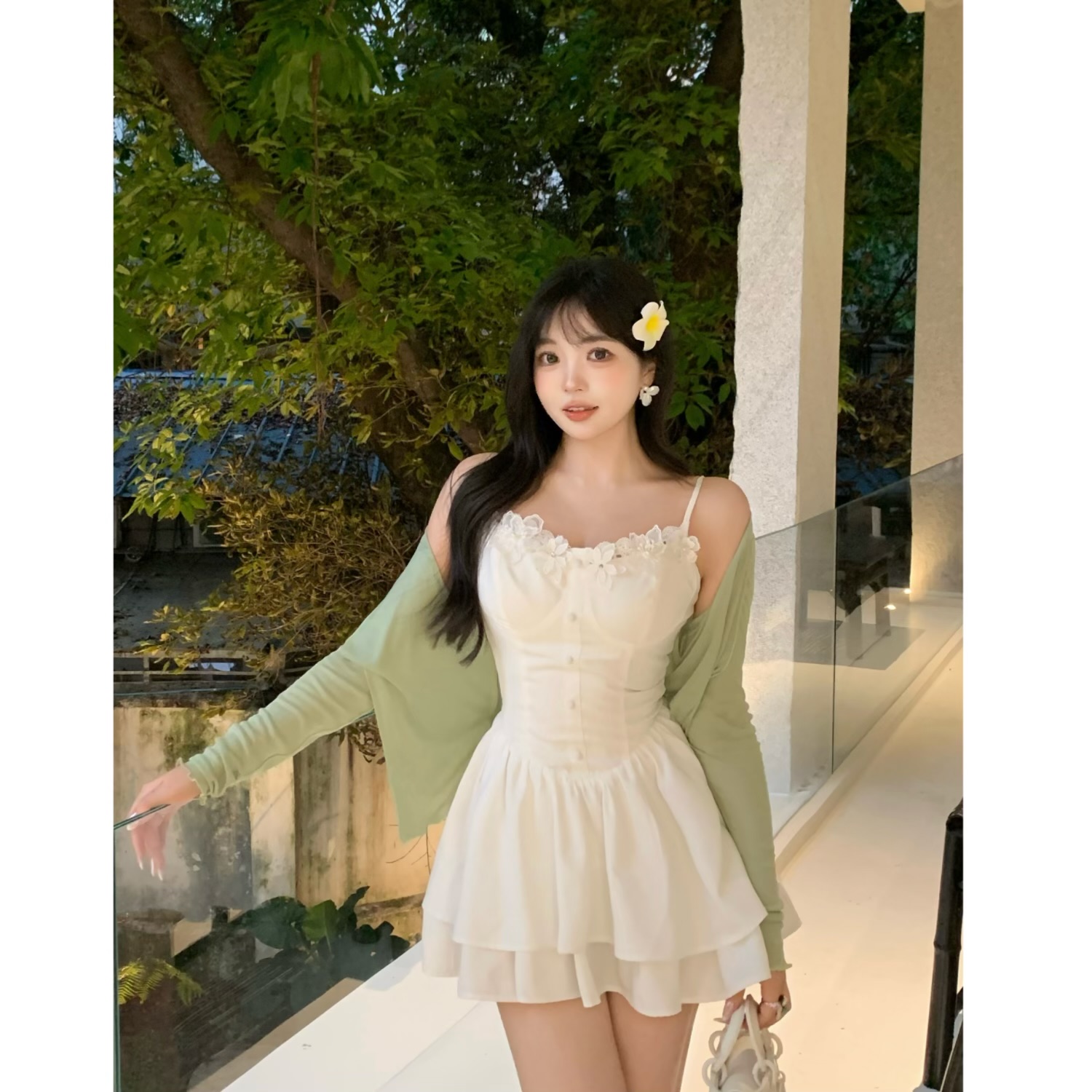 清清萌面侠芝士【月光情人】法式设计感连衣裙收腰吊带裙4665