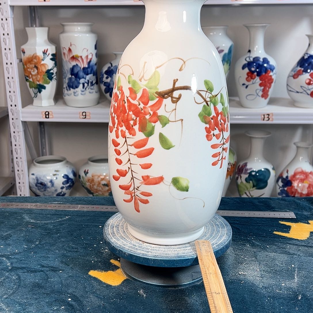 摆件景德镇陶瓷冬紫藤