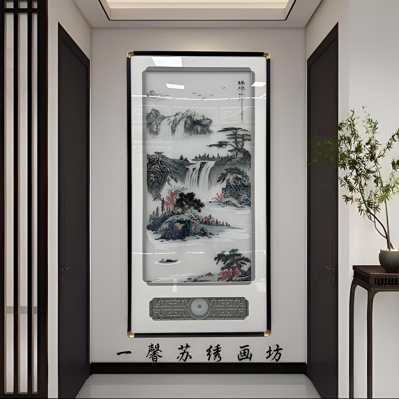【锦绣山河】中式现在简约轻奢玄关过道高端苏绣装饰画