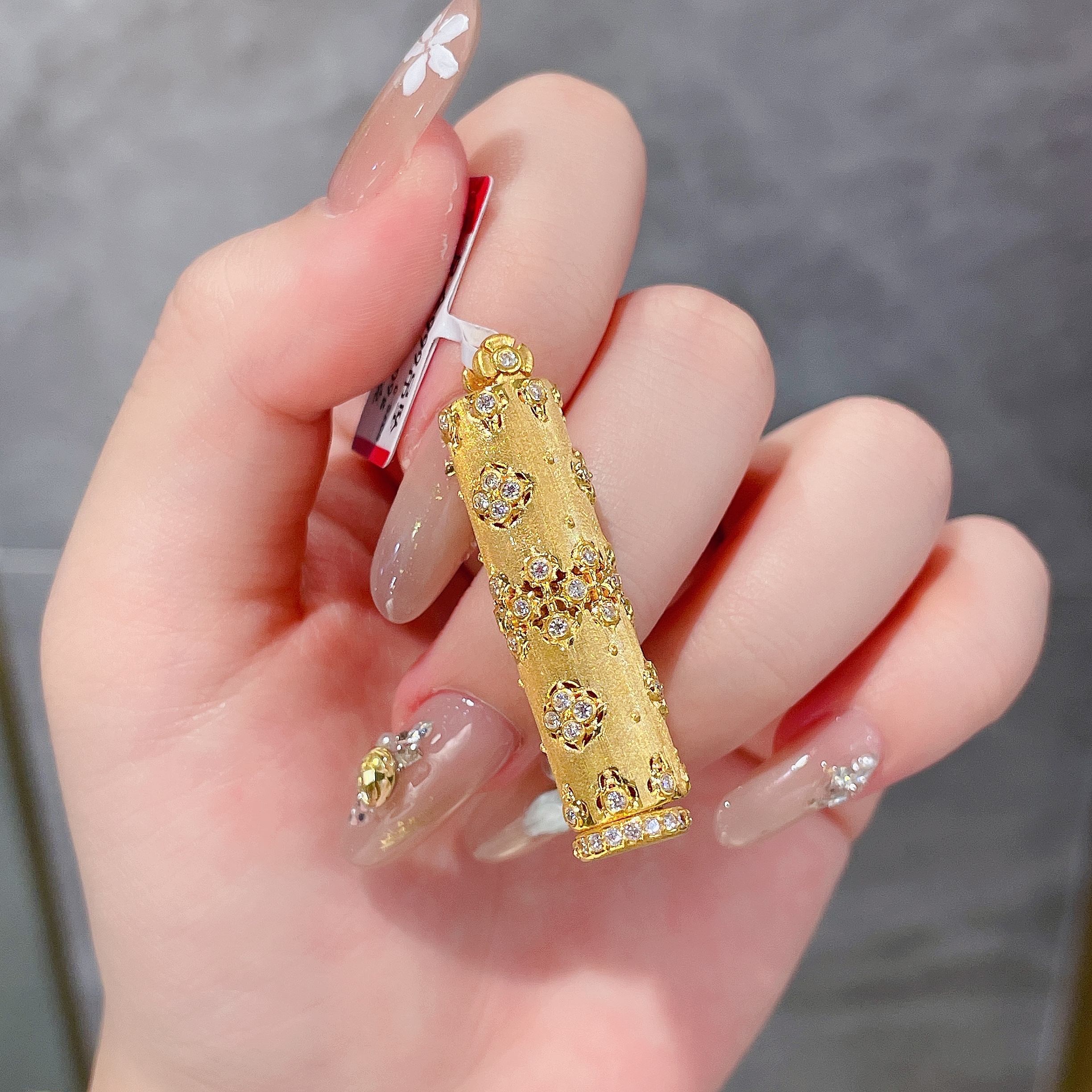 足金999 黄金首饰 5D镶嵌莫桑编号017款吊坠【赠绳子】