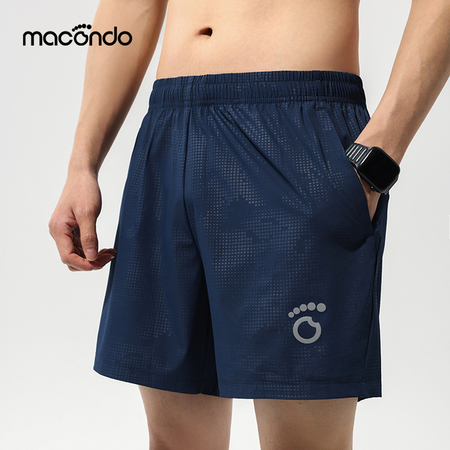 马孔多跑步男子梭织压花五英寸短裤吸湿速干四向高弹训练运动短裤