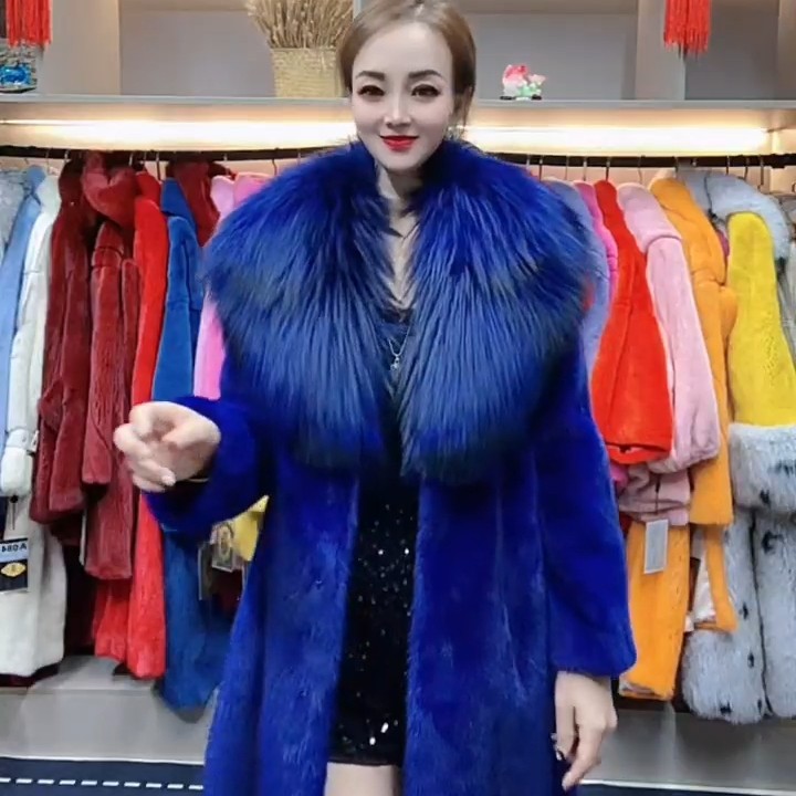 2025新款进口水貂海宁皮草大衣女超大狐狸领整貂裘皮奢华气质外套