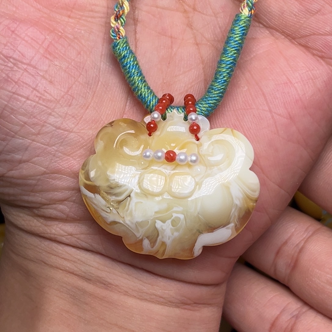 未镶嵌琥珀裸石蜜蜡荧光小熊锁