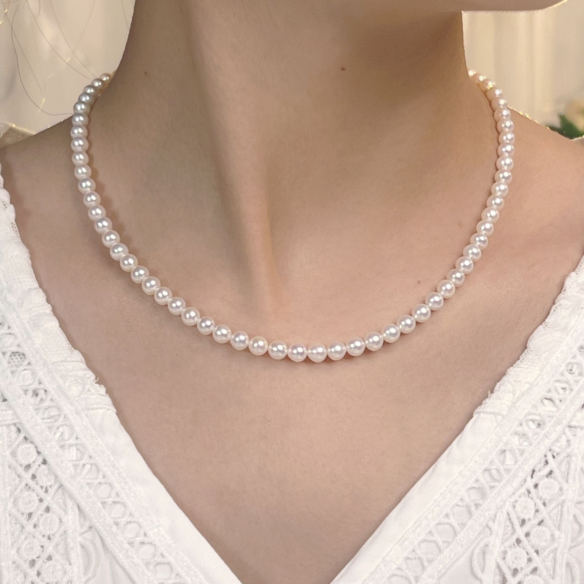 4 - 5mm淡水珍珠项链白色时尚百搭精致