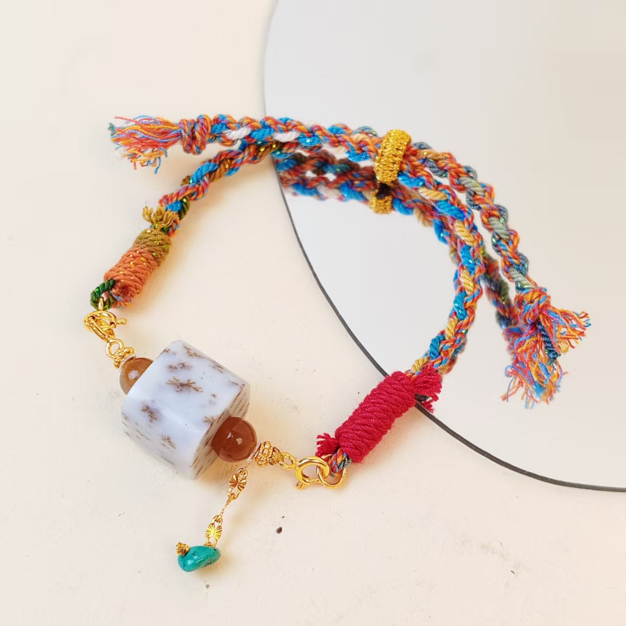 和田玉桂花糕14*12mm手绳