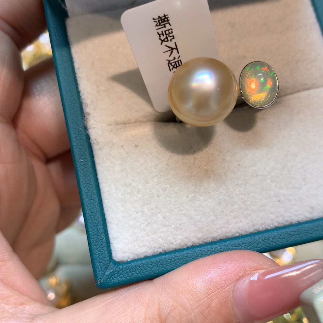 海水珍珠戒指银S925镶嵌