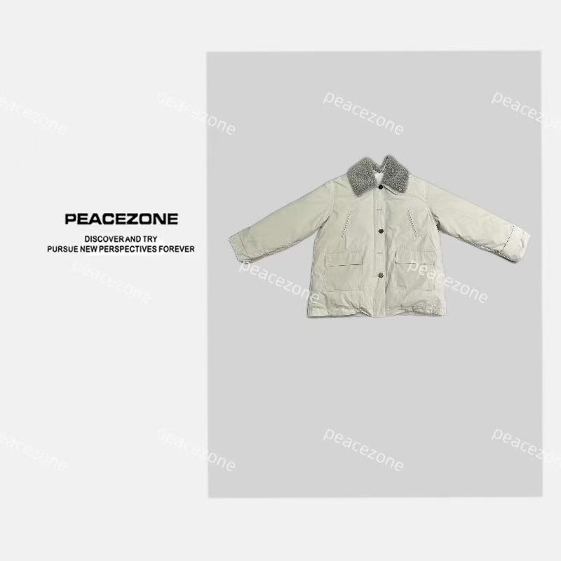 Peacezone 90白鸭绒 羊毛毛领 冬季中长款羽绒服/88591