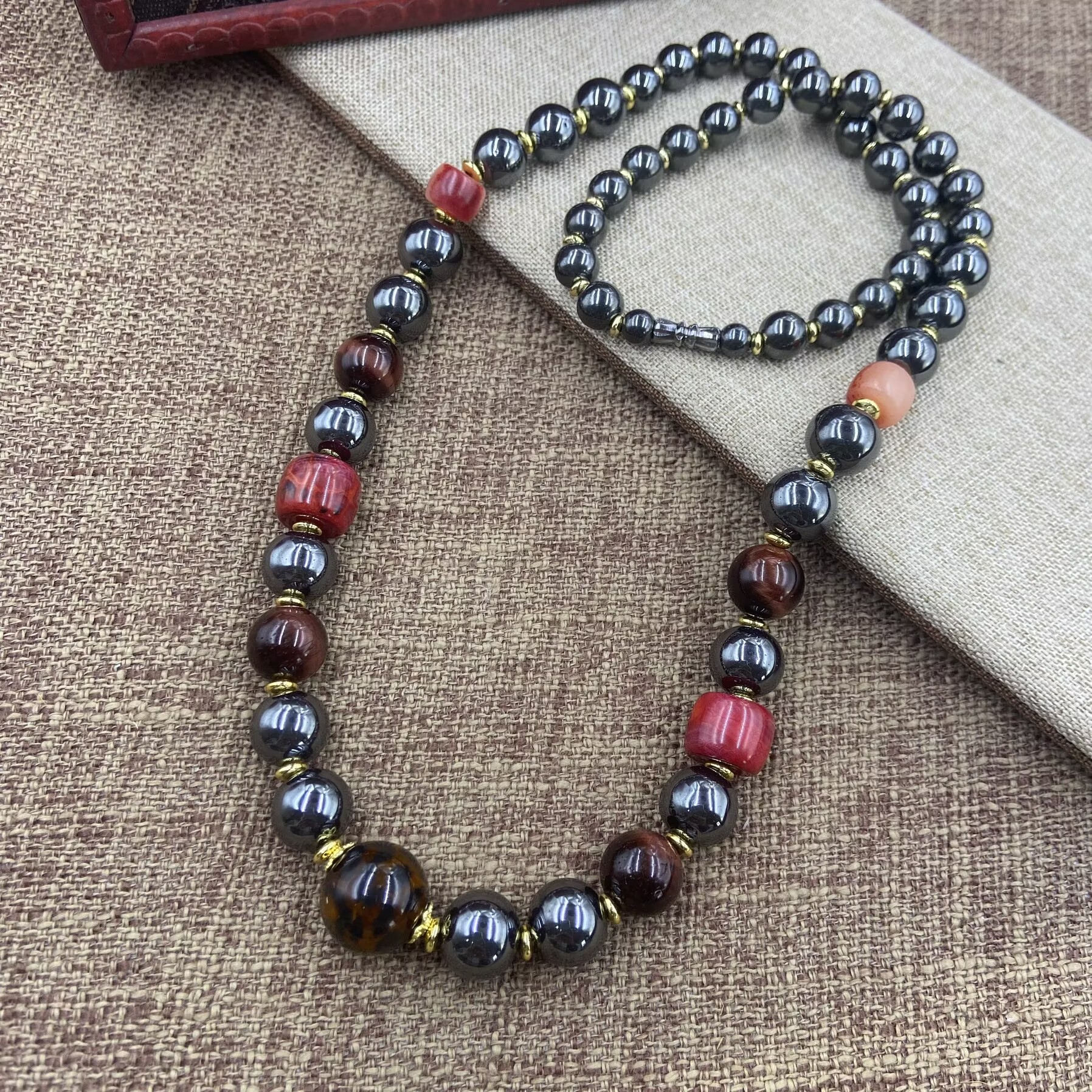 非金属珐琅项链 6224  经典灰色圆形项链百搭气质