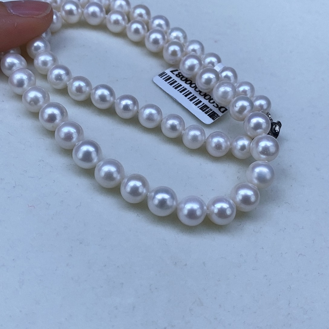 淡水珍珠颈饰银S925镶嵌➕7.8高品冷白